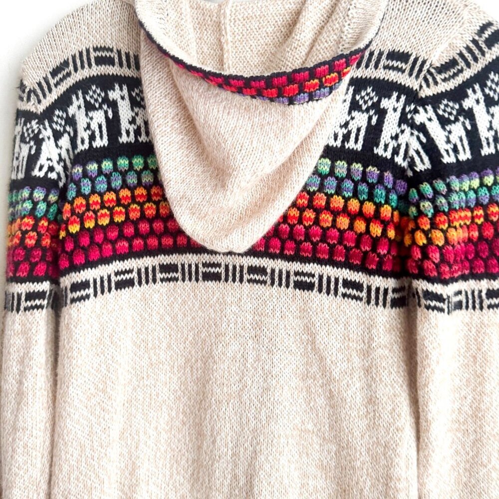 Alpaca Super Soft Colourful Zip Up Hoodie Cardigan Sweater S - Picture 5 of 5